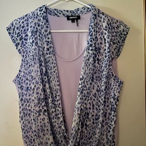 Short sleeve DKNY blue and purple blouse